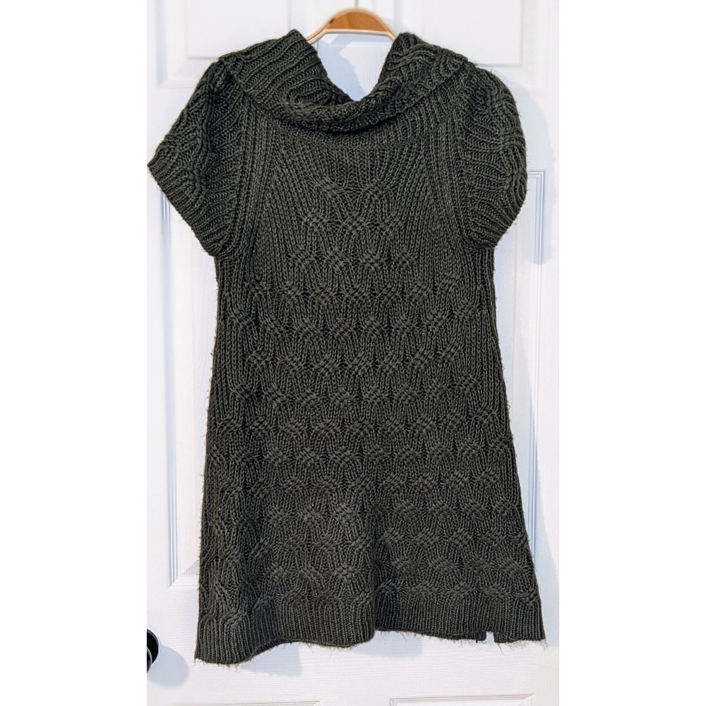 Worthington‎ Sweater Dress Cowl Neck Short Sleeve Knit Olive Green XL NWOT